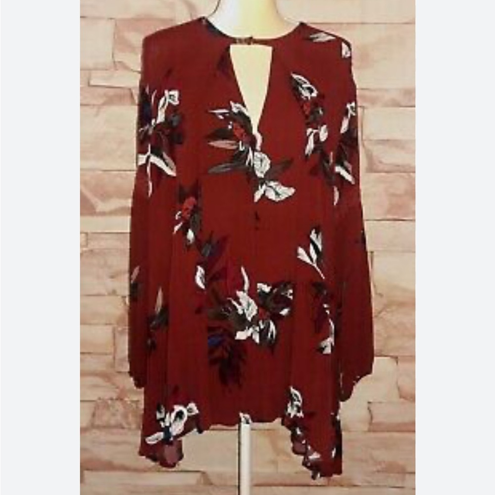 Free People Electric Orchid Tree Swing Tunic Dress Red - Picture 6 of 15